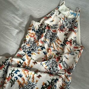 Antonio Melani High Neck Pleated Floral Jumpsuit